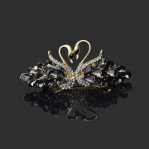 Barette bijoux à cheveux bohème cygne Noir