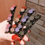 Barrette coréenne pour cheveux à motif fleur en cristal acrylique_1
