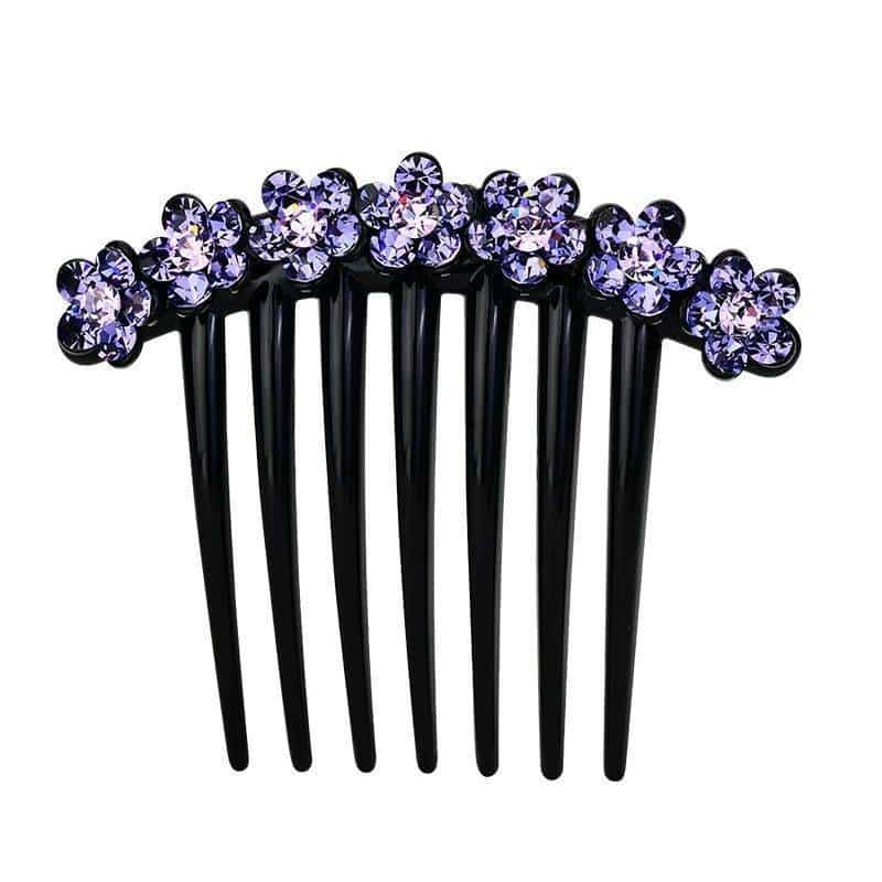 Bijoux cheveux chignon luxe à sept dents en fleur de diamant Violet