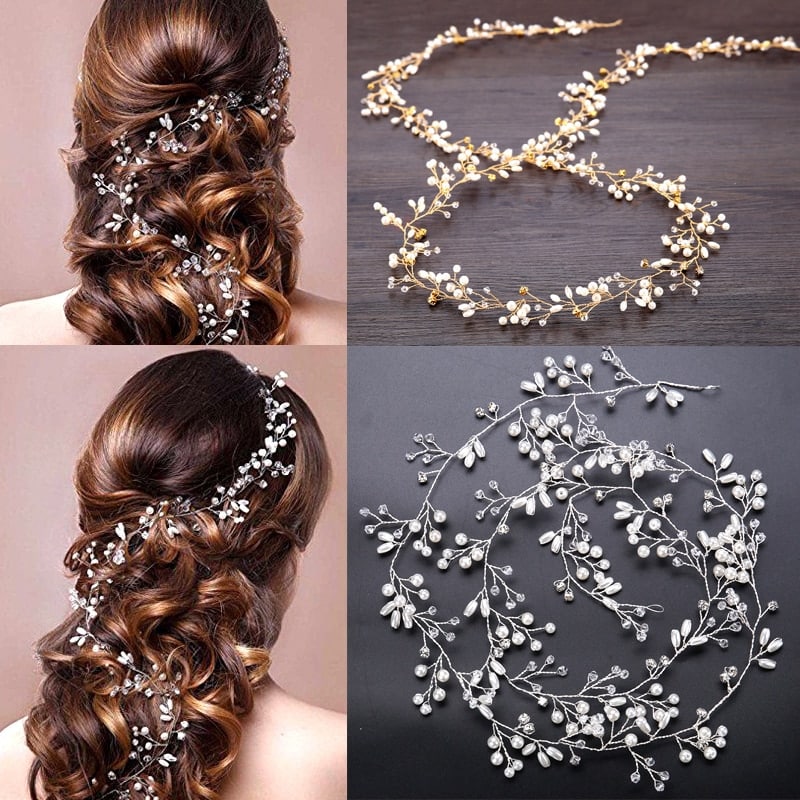 Bijoux cheveux mariage bohème en Perles de diamant_12