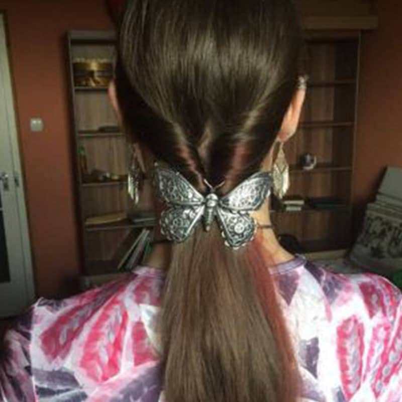 Bijoux cheveux viking design papillon pour femmes Argenté Bâtonnets pour cheveux