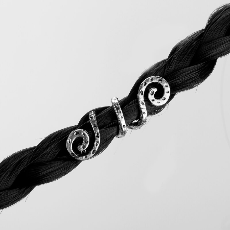 Bijoux cheveux vikings conception spirale serpent argenté_2
