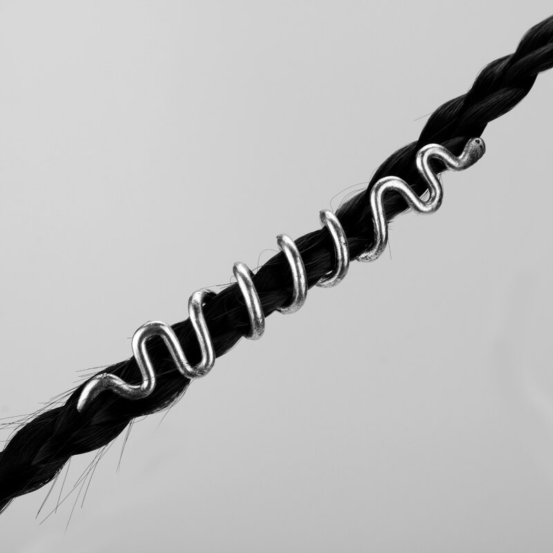 Bijoux cheveux vikings conception spirale serpent argenté_3