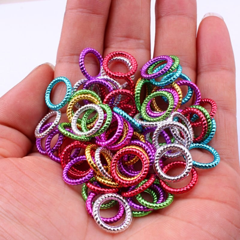 Bijoux de cheveux tressés en forme d'anneau multicolore_1