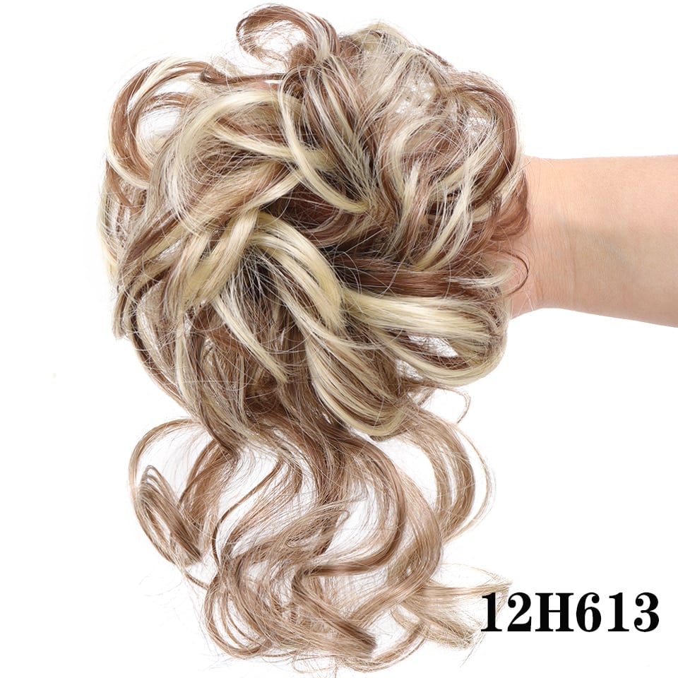 Chouchou élastique de cheveux chignon en fibre à haute température_3