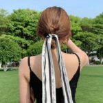Chouchou foulard à imprimé en mousseline de soie pour cheveux_8