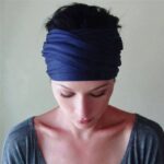 Chouchou foulard élastique large pour cheveux acrylique Bleue marine