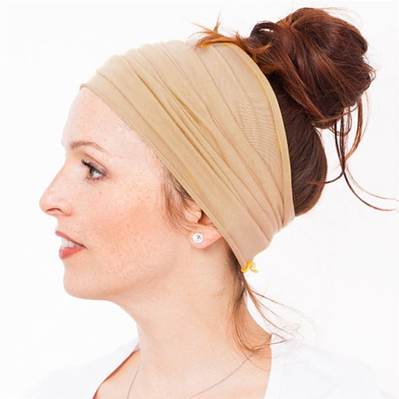 Chouchou foulard élastique large pour cheveux acrylique Kaki