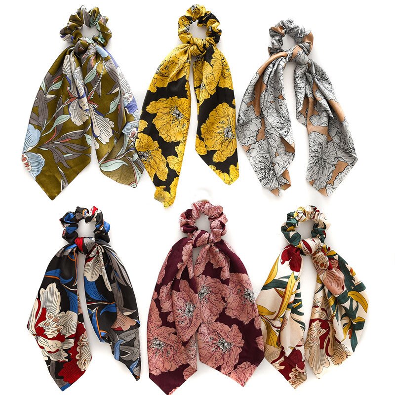 Chouchous foulard pour cheveux en Satin de style bohème_19