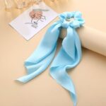 Chouchous foulard pour cheveux en Satin de style bohème Bleue ciel