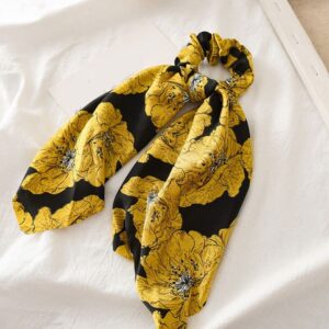Chouchous foulard pour cheveux en Satin de style bohème Jaune et noire