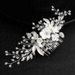 Peigne coréen à motif floral en céramique pour mariage_5