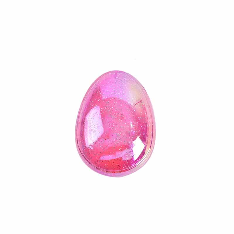 Peigne rond en forme d'œuf avec motif pailleté brillant Rose