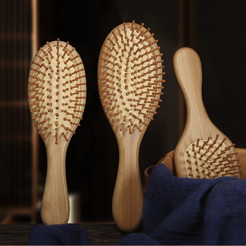 Brosse à cheveux massage en bambou avec picots_5