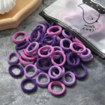 Chouchou élastique de cheveux en Nylon coloré pour enfants Violette 60 pièces