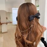 Barrette de cheveux chic en nœud avec alliage de perles_12