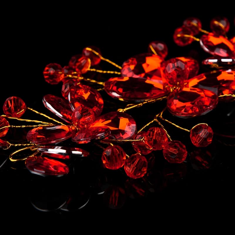 Bijoux de mariage rouge pour cheveux en perles de cristal_2