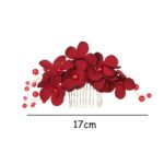 Peigne à fleurs rouges stabilisées pour mariage en cristal_15