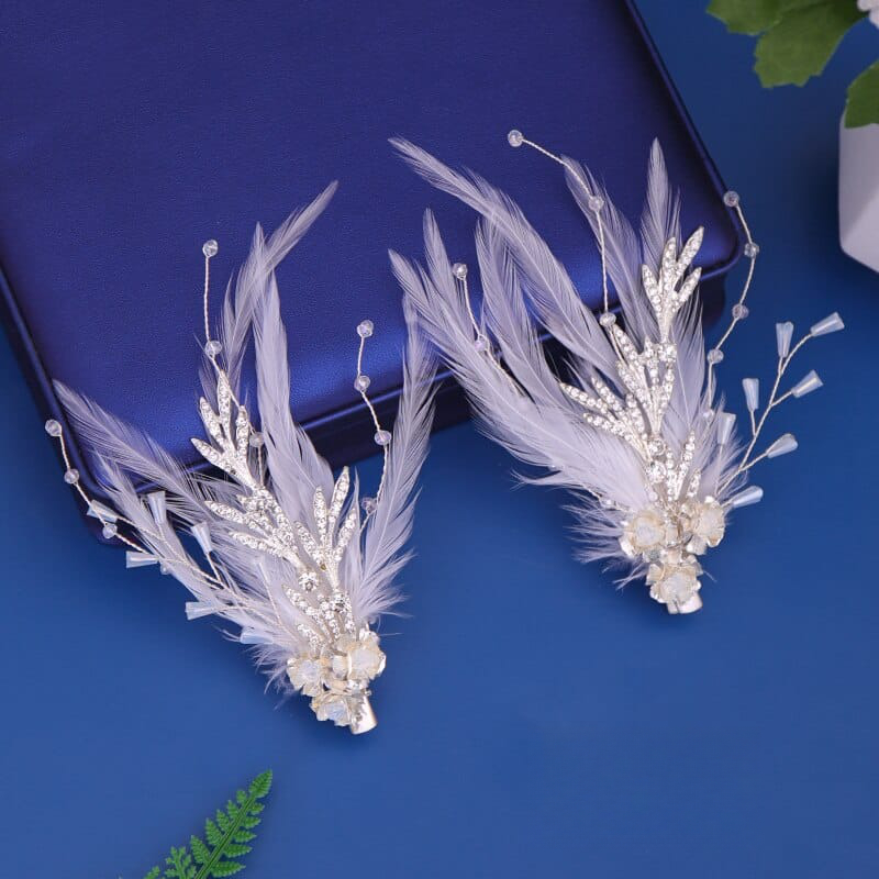 Bijoux de cheveux plumes pour mariage en alliage de zinc_2