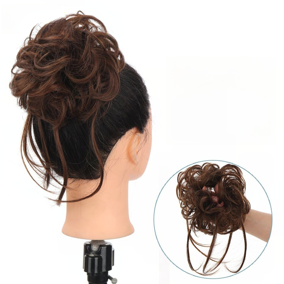 Chouchou à cheveux chignon synthétique en fibre pour femme_40