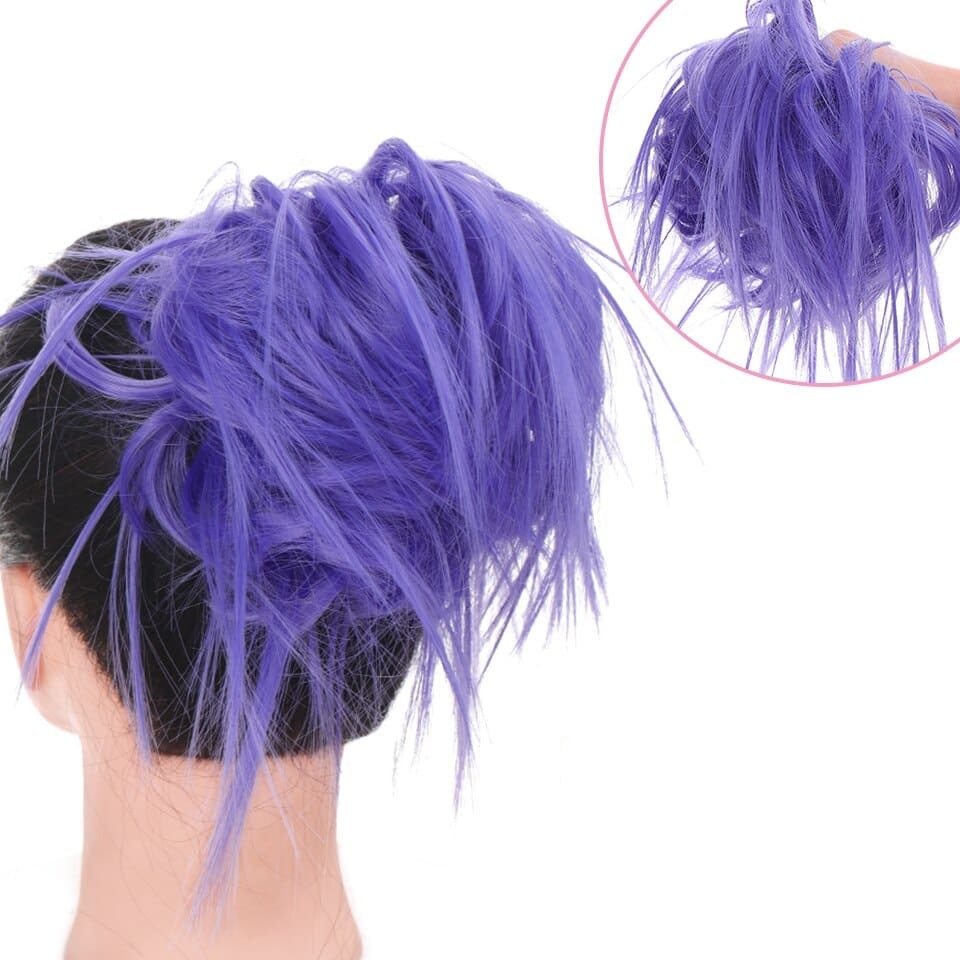 Chouchou à cheveux synthétique duveteux en chignon Violette Chine