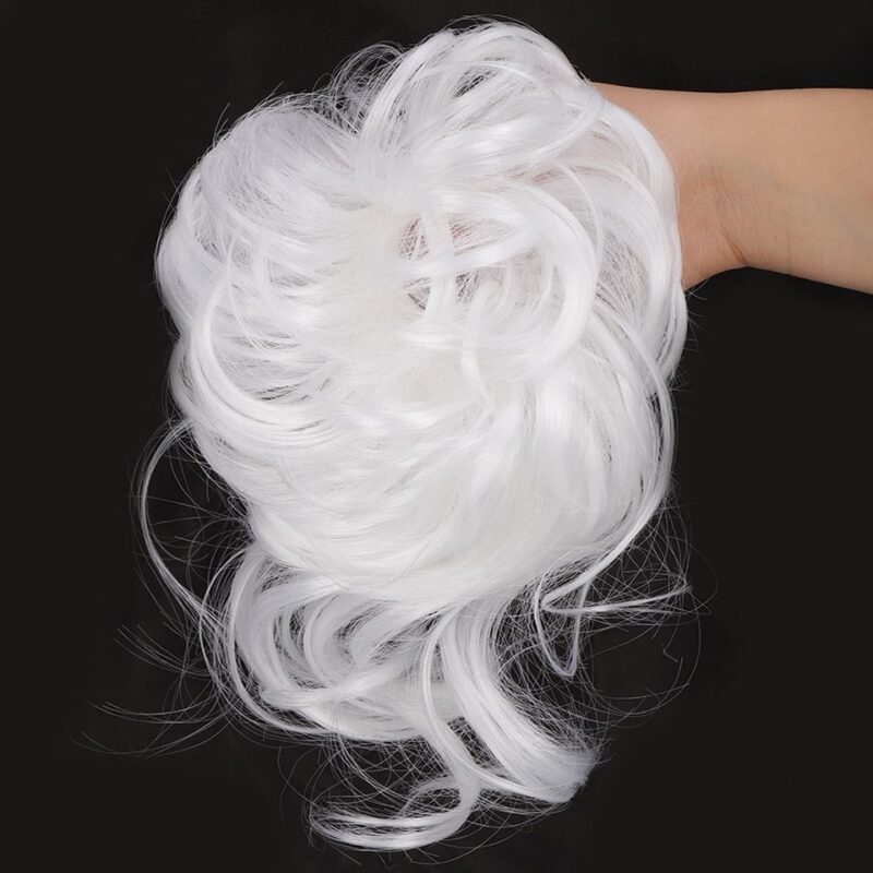 Chouchou chignon à cheveux synthétiques en fibre à haute température Blanche Chine