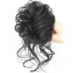 Chouchou chignon à cheveux synthétiques en fibre à haute température Noire Chine