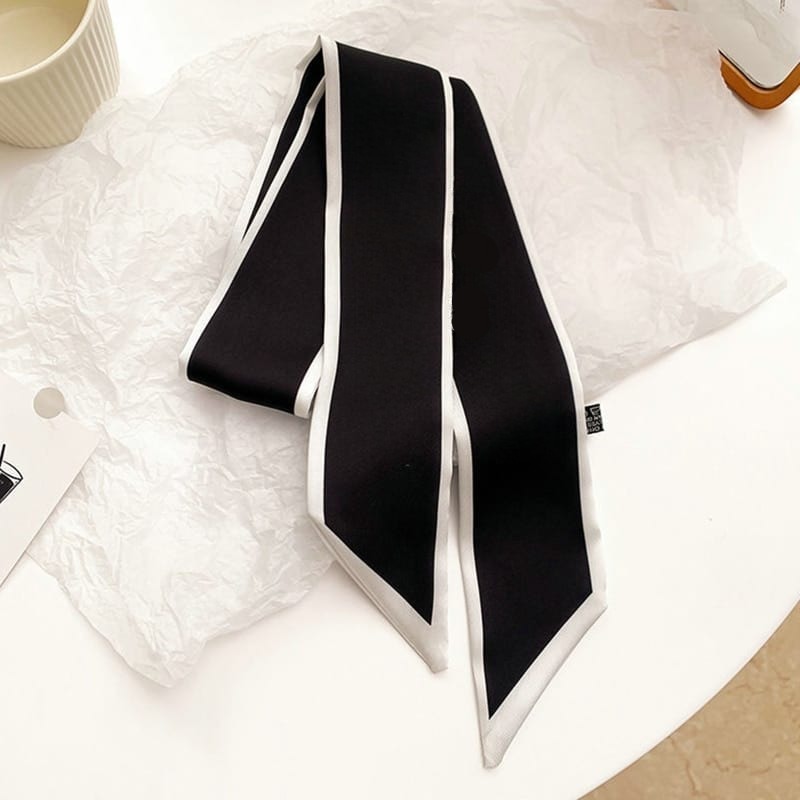 Chouchou foulard à imprimé en mousseline de soie pour cheveux Noire 8*95*1cm