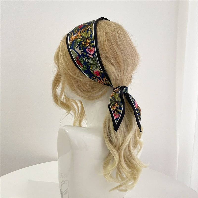 Chouchou foulard pour cheveux à imprimé en Soie_20